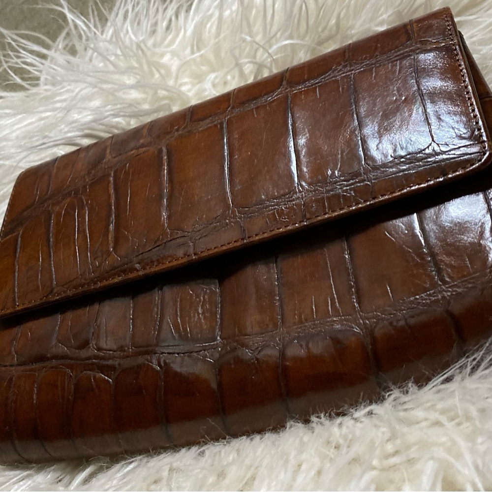 ✨Americana by Sharif Brown crocodile Leather Clutch✨